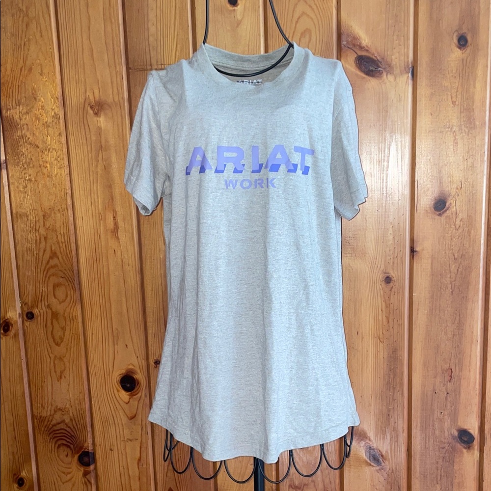 Ariat Women's Light Gray Tee with Purple Logo Ariat rebar women’s workwear XS